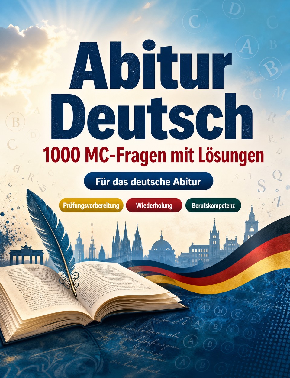 Abitur Deutsch 2026-2027 : 1000 MC-Fragen mit Lösungen — Prüfungsvorbereitung: MC Übungen, Wiederholung, Berufskompetenz, Fallbeispiele, Probeklausuren  und Prüfungssimulation zum Bestehen