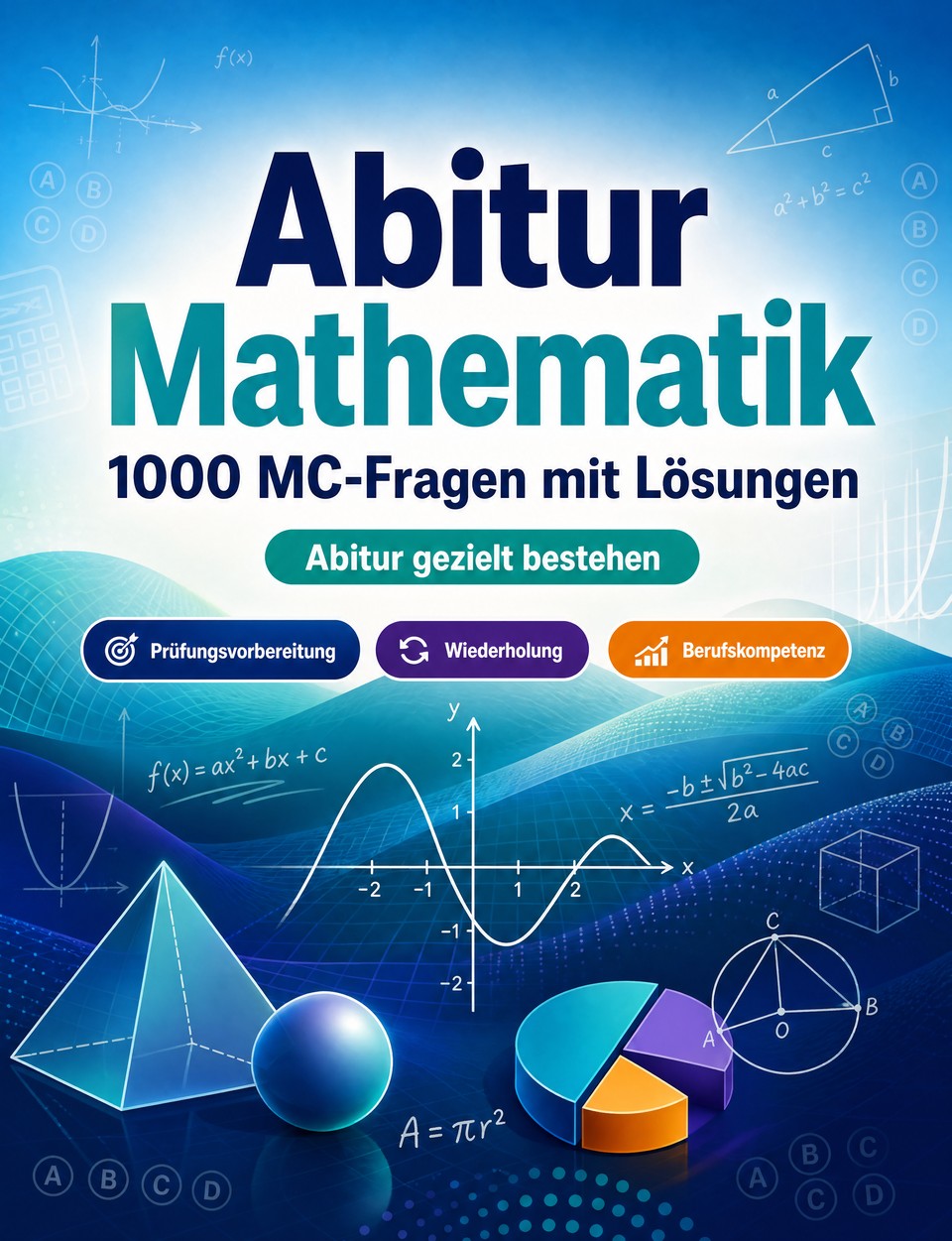 Abitur Mathematik 2026-2027 : 1000 MC-Fragen mit Lösungen — Prüfungsvorbereitung: MC Übungen, Wiederholung, Berufskompetenz, Fallbeispiele, Probeklausuren  und Prüfungssimulation zum Bestehen