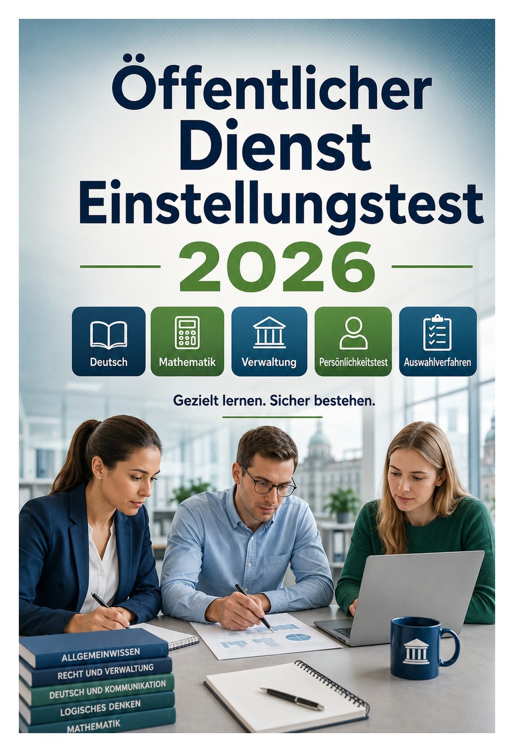 Öffentlicher Dienst Einstellungstest 2026 Öffentlicher Dienst Einstellungstest 2026 — Vorbereitung für Behörden und Verwaltung: Deutsch, Mathematik, Allgemeinwissen, Logik, Konzentration, Verwaltung, Persönlichkeitstest und mündliches Auswahlverfahren
