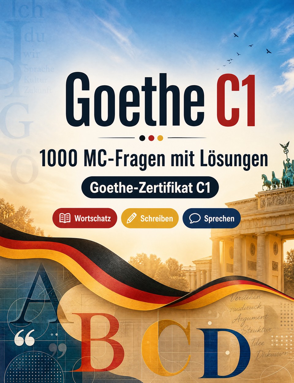 Goethe C1 2026-2027 : 1000 MC-Fragen mit Lösungen — Sprachprüfung Deutsch: Wortschatz, Schreiben, Rechtschreibung, Prüfungsformat  und Prüfungssimulation zum Bestehen