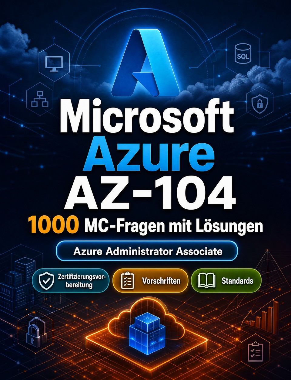 Microsoft Azure AZ-104 2026-2027 : 1000 MC-Fragen mit Lösungen — Zertifizierungsvorbereitung: MC Praxisfälle, Vorschriften, Standards, Sicherheit, Übungstests  und Prüfungssimulation zum Bestehen